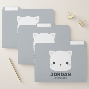 Cute Little Cat with Personalized Name File Folder