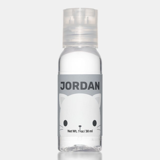 Cute Little Cat with Personalized Name Hand Sanitizer (Front)