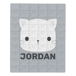 Cute Little Cat with Personalized Name Jigsaw Puzzle