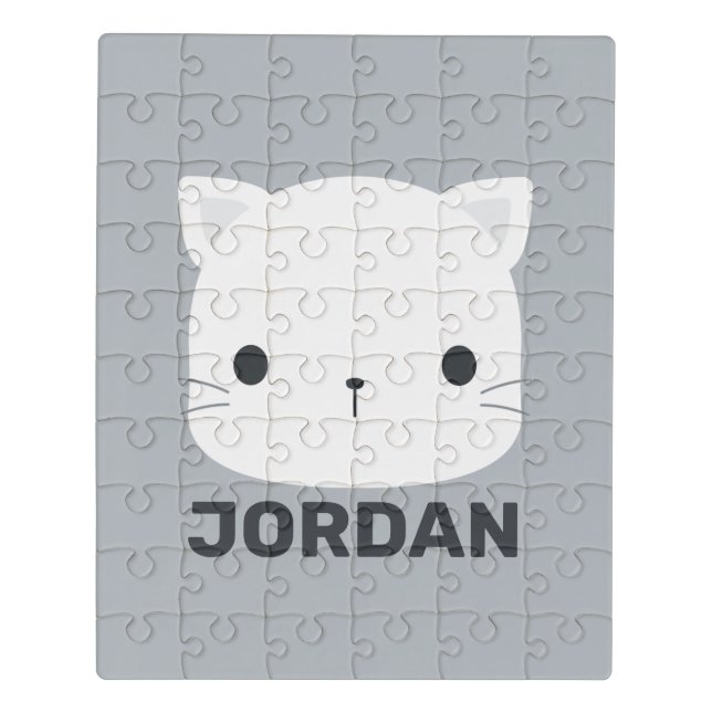 Cute Little Cat with Personalized Name Jigsaw Puzzle (Puzzle Vertical)