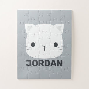 Cute Little Cat with Personalized Name Jigsaw Puzzle