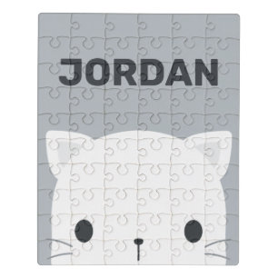 Cute Little Cat with Personalized Name Jigsaw Puzzle