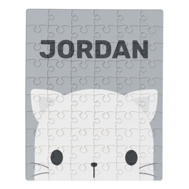 Cute Little Cat with Personalized Name Jigsaw Puzzle (Puzzle Vertical)