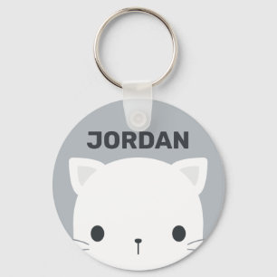 Cute Little Cat with Personalized Name Keychain