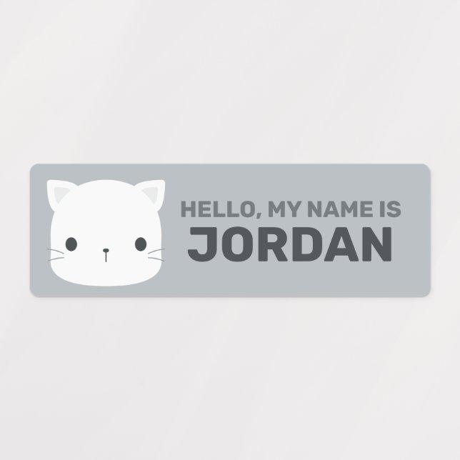 Cute Little Cat with Personalized Name Labels (Design 1)