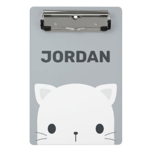 Cute Little Cat with Personalized Name Mini Clipboard