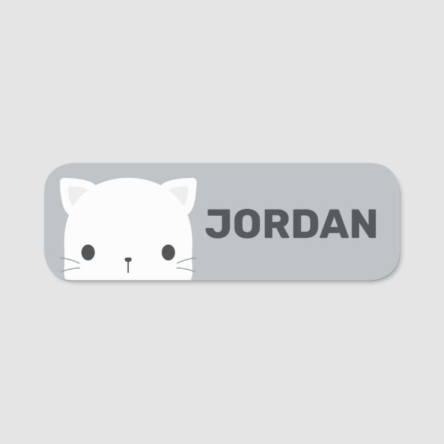 Cute Little Cat with Personalized Name Name Tag (Front)
