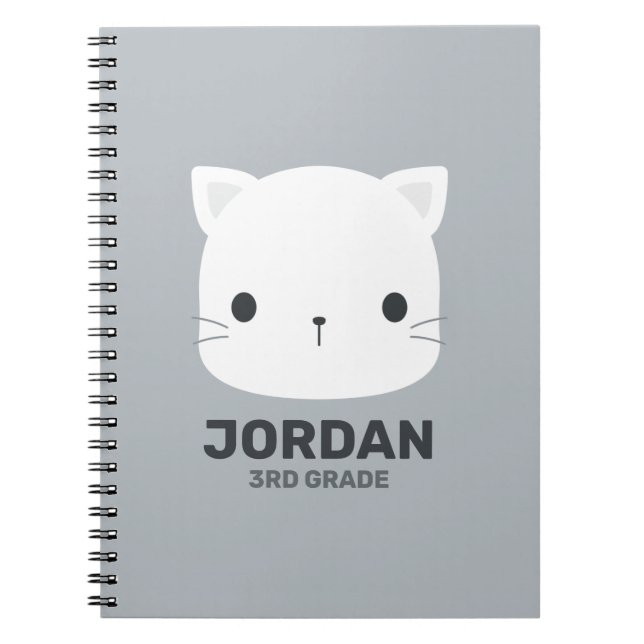Cute Little Cat with Personalized Name Notebook (Front)