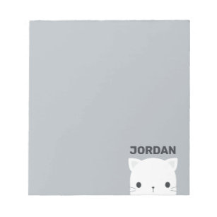 Cute Little Cat with Personalized Name Notepad