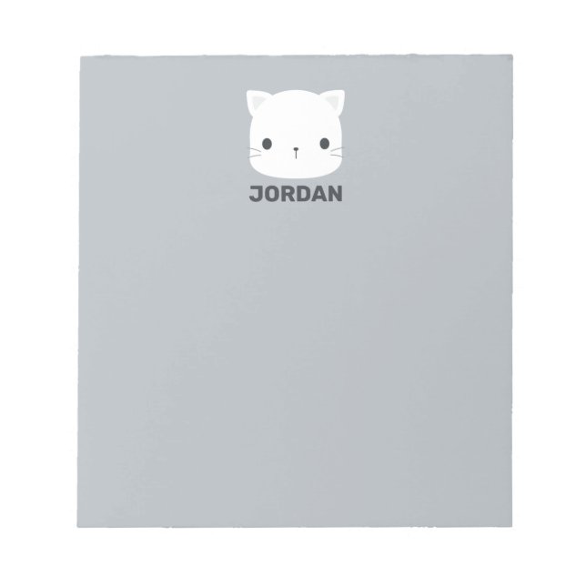 Cute Little Cat with Personalized Name Notepad (Front)