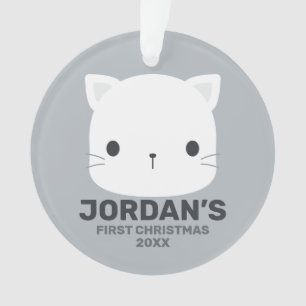 Cute Little Cat with Personalized Name Ornament