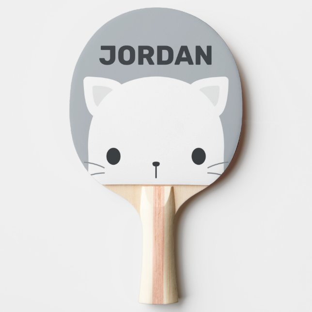 Cute Little Cat with Personalized Name Ping Pong Paddle (Front)