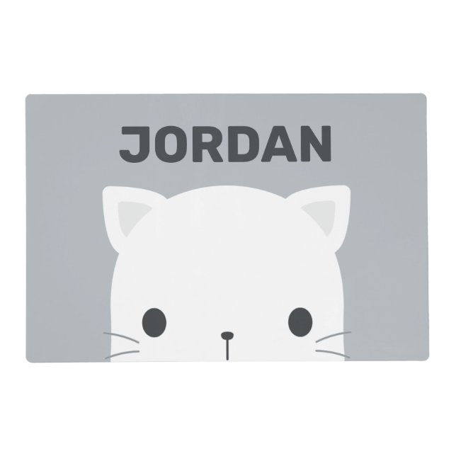 Cute Little Cat with Personalized Name Placemat (Front)