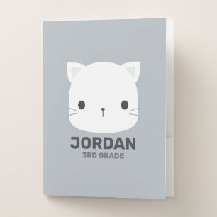 Cute Little Cat with Personalized Name Pocket Folder