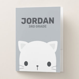 Cute Little Cat with Personalized Name Pocket Folder