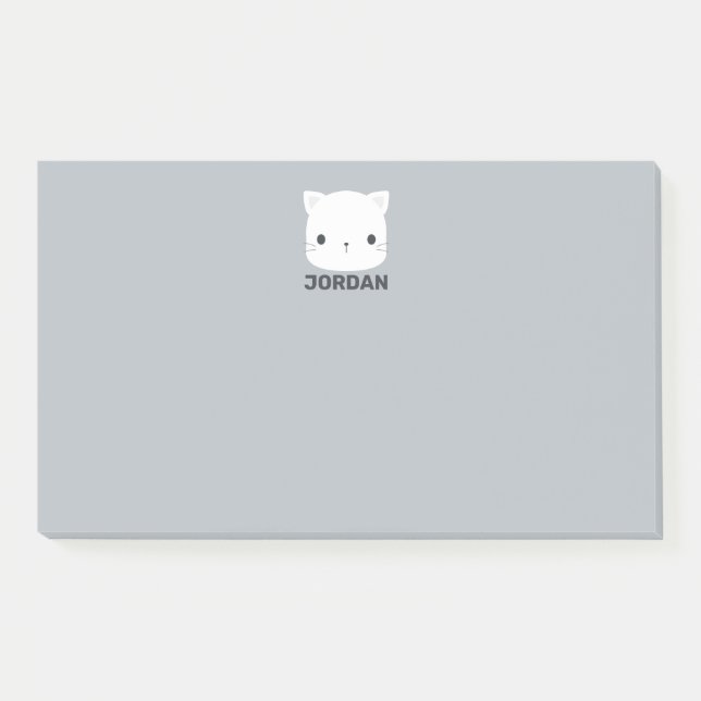 Cute Little Cat with Personalized Name Post-it Notes (Front)