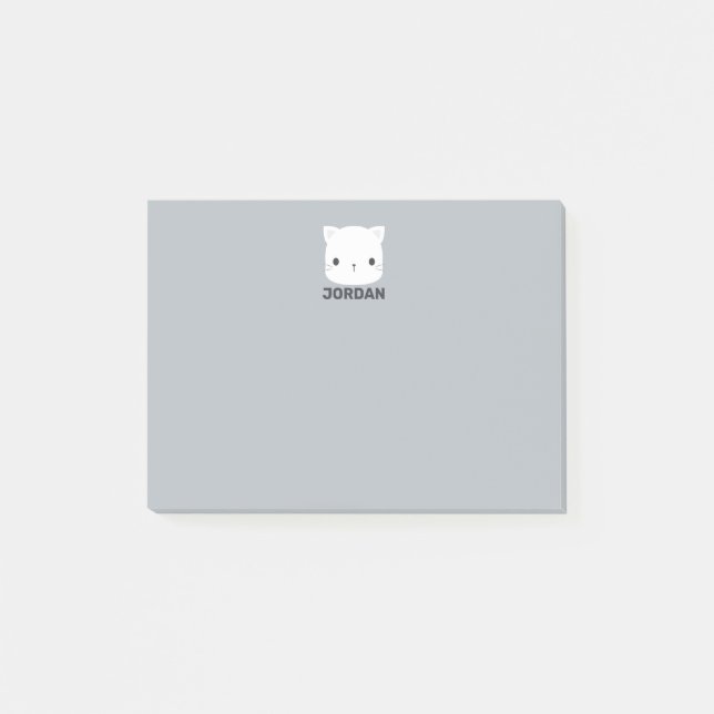 Cute Little Cat with Personalized Name Post-it Notes (Front)