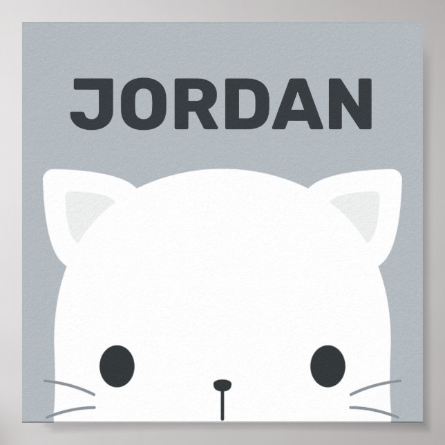 Cute Little Cat with Personalized Name Poster (Front)