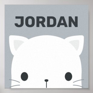 Cute Little Cat with Personalized Name Poster