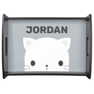 Cute Little Cat with Personalized Name Serving Tray