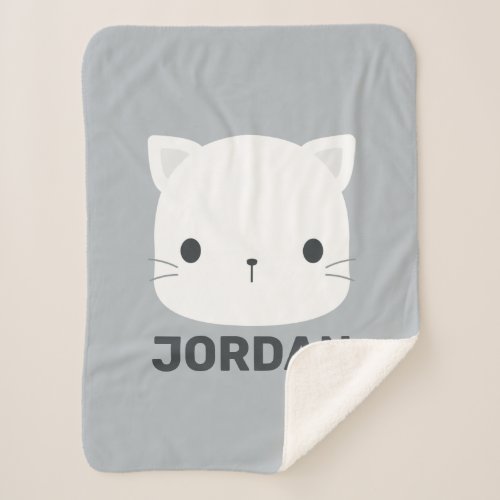 Cute Little Cat with Personalized Name Sherpa Blanket