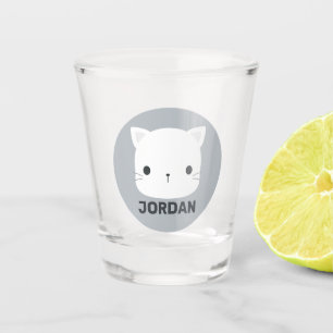 Cute Little Cat with Personalized Name Shot Glass