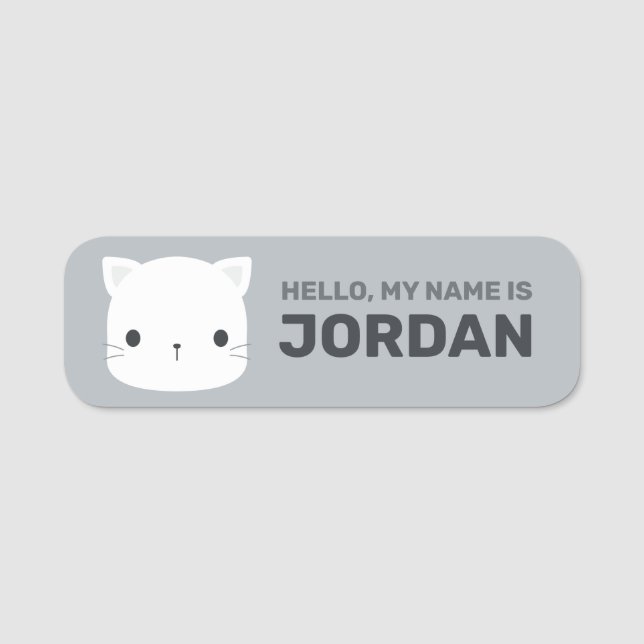 Cute Little Cat with Personalized Name Tag (Front)