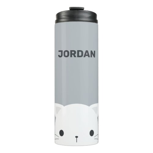 Cute Little Cat with Personalized Name Thermal Tumbler