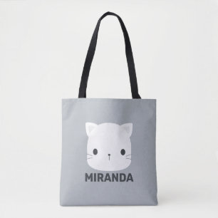 Cute Little Cat with Personalized Name Tote Bag