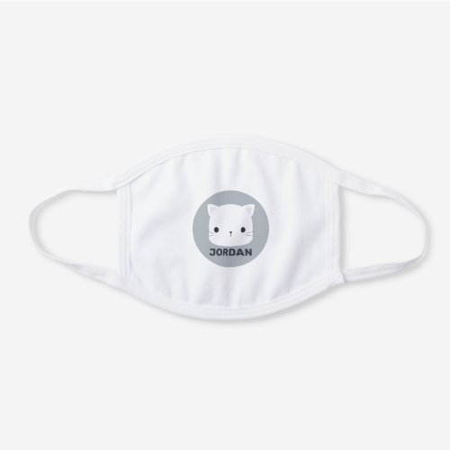 Cute Little Cat with Personalized Name White Cotton Face Mask