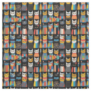 Cute Little Cats Kitten Fun Animal Art Prints Fabric