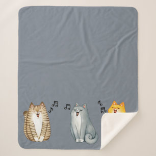 Cute Little Cats Kittens Cartoon Music Sherpa Blanket