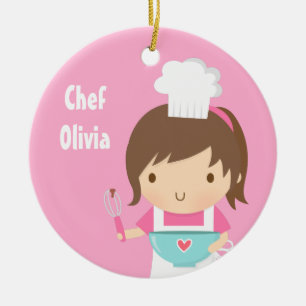 Cute Little Chef Baker Girls Room Decor Ceramic Ornament