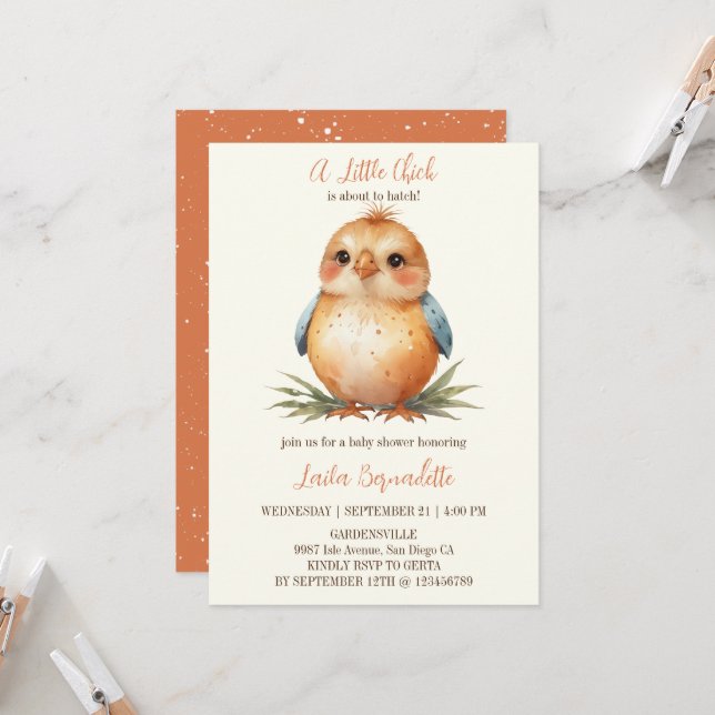 Cute Little Chick Baby Shower Invitation (Front/Back In Situ)