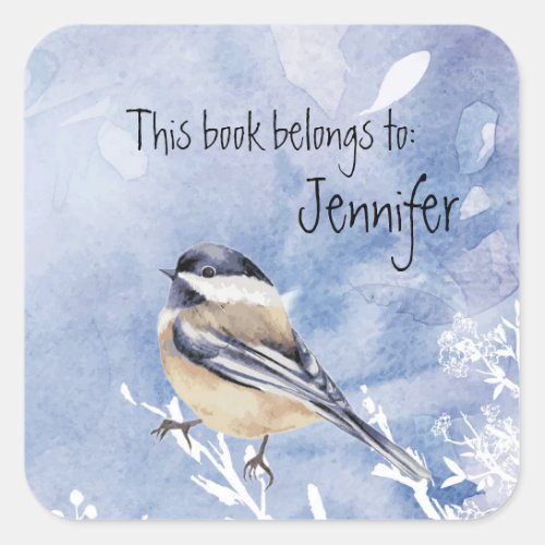 Cute Little Chickadee Bird Winter Forest Square Sticker