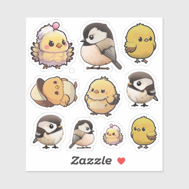 Cute Little Chicks and Chickadee Stickers (Sheet)