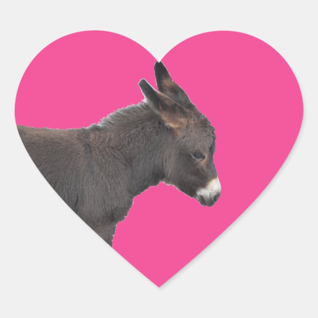 Cute Little Chocolate Donkey Foal Heart Sticker (Front)