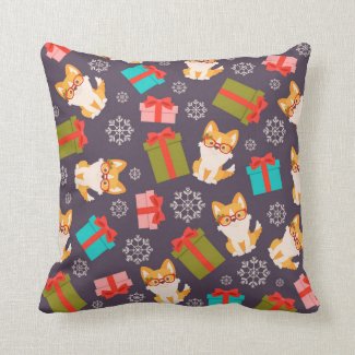 Cute Little Christmas Corgis Throw Pillow