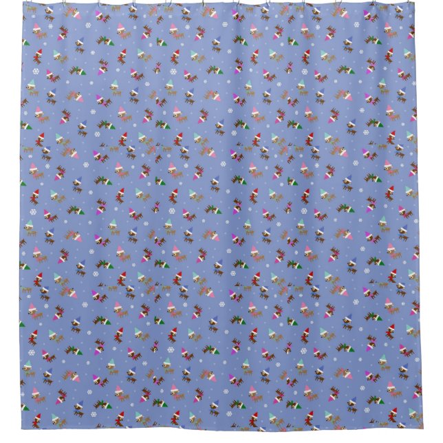 Cute Little Christmas Deer Pattern Shower Curtain (Front)