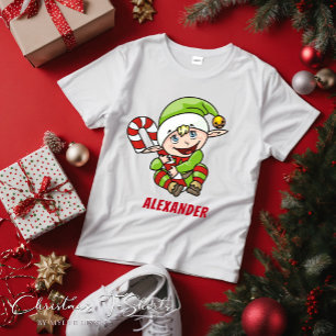 Cute Little Christmas Elf Candy Cane Christmas Baby T-Shirt