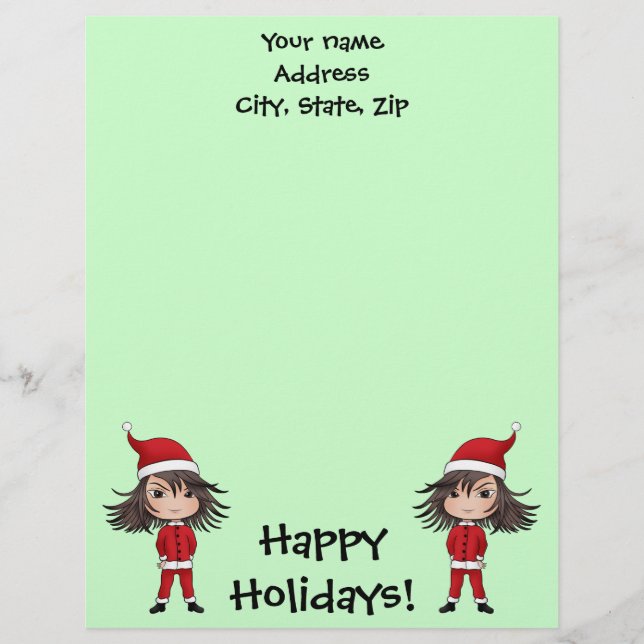 Cute little Christmas elf chibi Letterhead (Front)