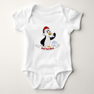 Cute little Christmas penguin with a snowball Baby Baby Bodysuit