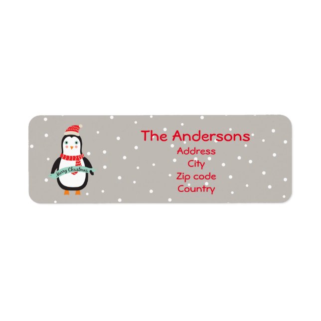 Cute little Christmas Penquin "Merry Christmas" Label (Front)