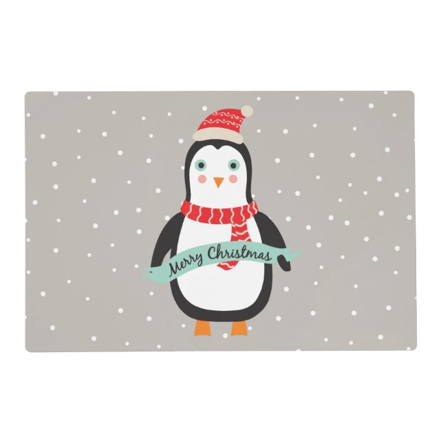 Cute little Christmas Penquin "Merry Christmas" Placemat (Front)