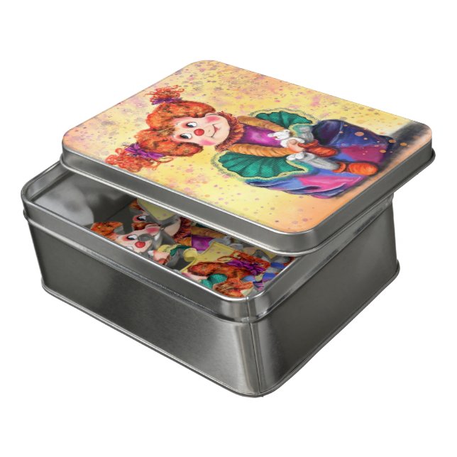 Cute Little Clown Girl - Happy Circus - Drawing  Jigsaw Puzzle (Lid Open)