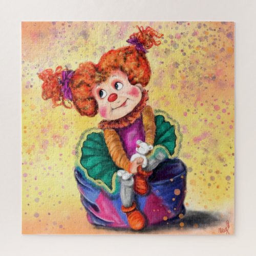 Cute Little Clown Girl _ Happy Circus _ Drawing Jigsaw Puzzle
