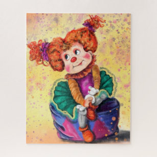 Cute Little Clown Girl - Happy Circus - Drawing  Jigsaw Puzzle