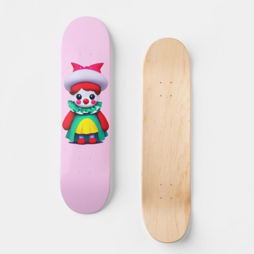 Cute little clown pink skateboard