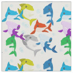 Cute Little Colorful Sharks Fabric