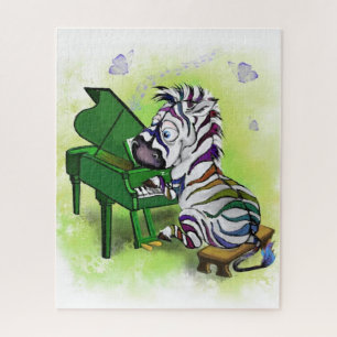 Cute Little Colorful Zebra Piano Player - Cartoon Jigsaw Puzzle